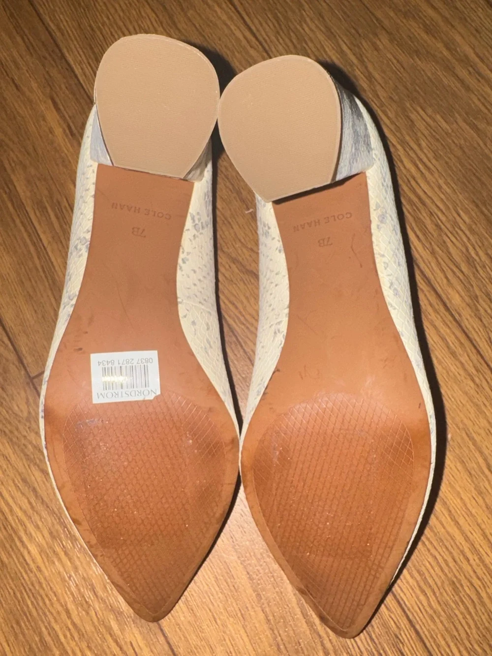 Cole Haan snakeskin block heel pumps size 7
